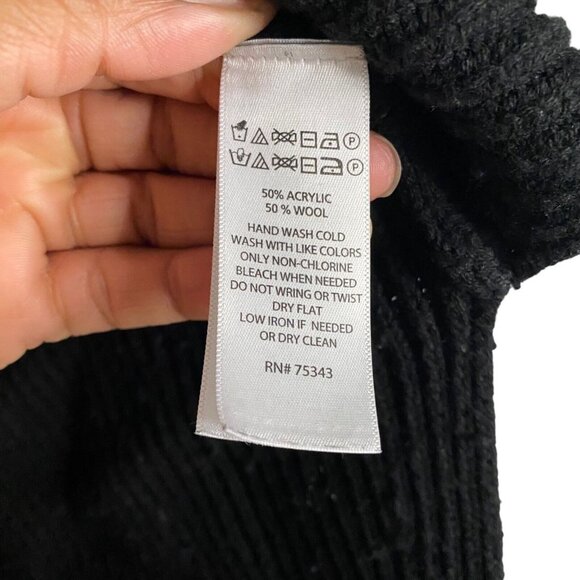 Cynthia Rowley Women's Black Ribbed Turtleneck Knit Sweater - Picture 6 of 7